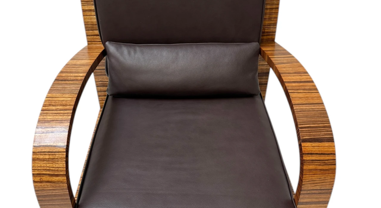 Two Art Deco Lounge Chairs with Leather Cushions France, 1930s